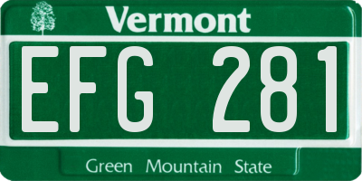 VT license plate EFG281