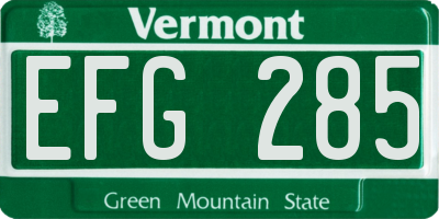 VT license plate EFG285