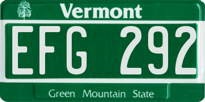 VT license plate EFG292