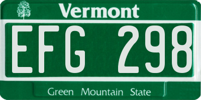 VT license plate EFG298