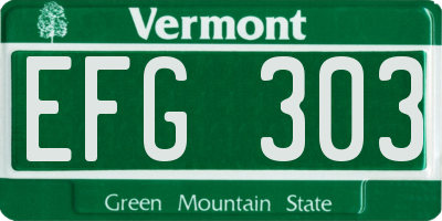 VT license plate EFG303