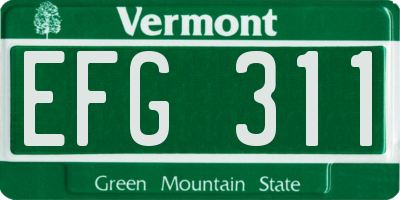 VT license plate EFG311