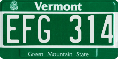 VT license plate EFG314