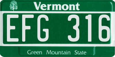 VT license plate EFG316