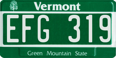 VT license plate EFG319