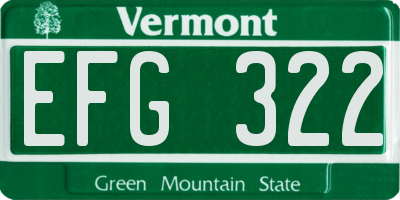 VT license plate EFG322