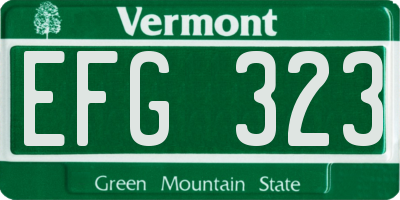 VT license plate EFG323