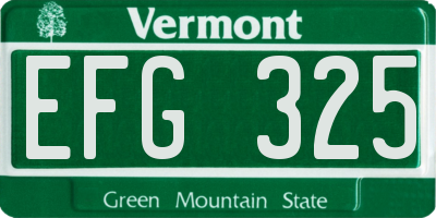 VT license plate EFG325