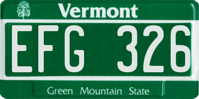 VT license plate EFG326