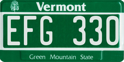 VT license plate EFG330