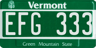 VT license plate EFG333