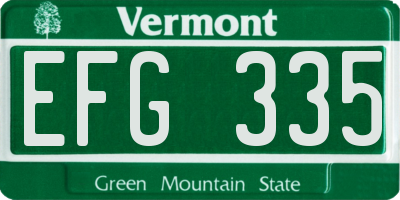 VT license plate EFG335