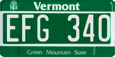 VT license plate EFG340