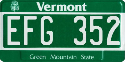 VT license plate EFG352
