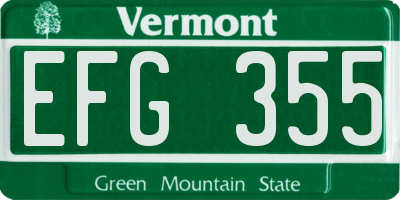 VT license plate EFG355
