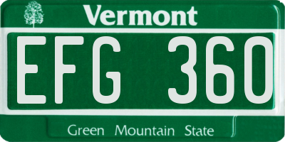 VT license plate EFG360