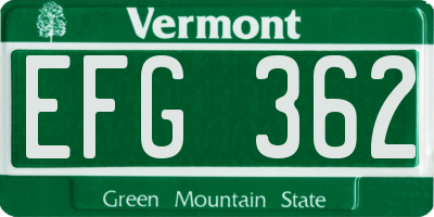 VT license plate EFG362