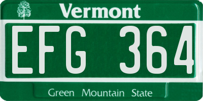 VT license plate EFG364