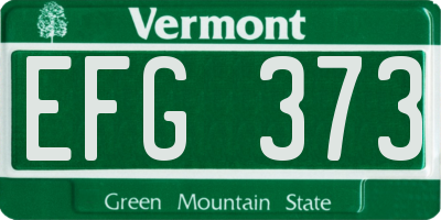 VT license plate EFG373