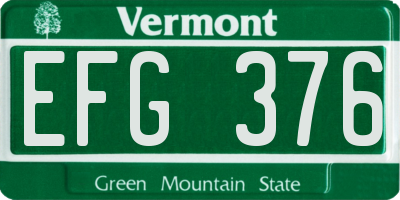 VT license plate EFG376