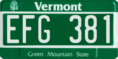 VT license plate EFG381