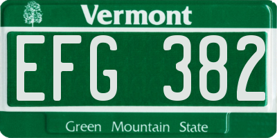 VT license plate EFG382