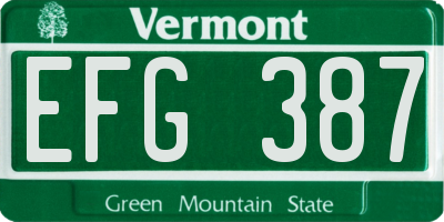 VT license plate EFG387