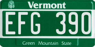 VT license plate EFG390