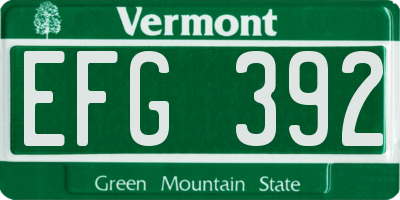 VT license plate EFG392