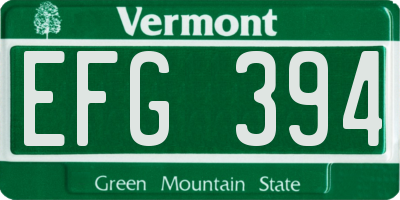 VT license plate EFG394