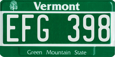 VT license plate EFG398