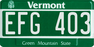 VT license plate EFG403
