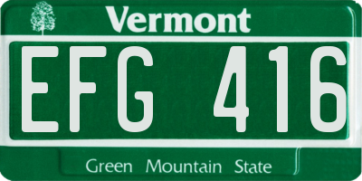 VT license plate EFG416