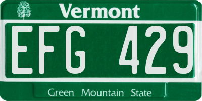 VT license plate EFG429