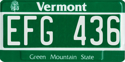 VT license plate EFG436