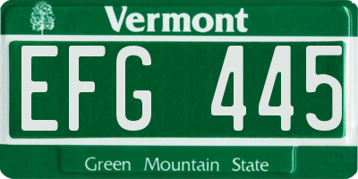 VT license plate EFG445