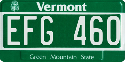 VT license plate EFG460