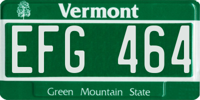 VT license plate EFG464