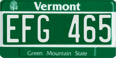 VT license plate EFG465