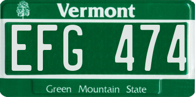 VT license plate EFG474
