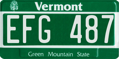 VT license plate EFG487