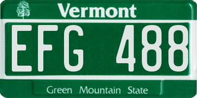 VT license plate EFG488