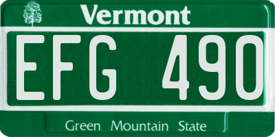 VT license plate EFG490