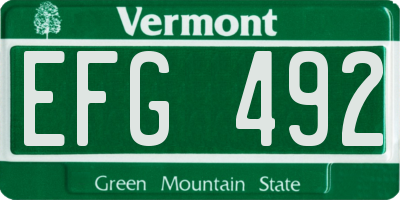 VT license plate EFG492
