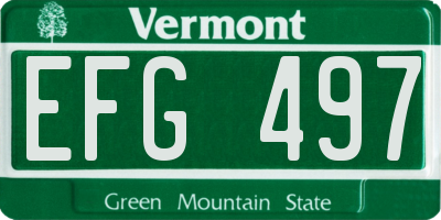 VT license plate EFG497
