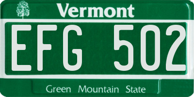 VT license plate EFG502