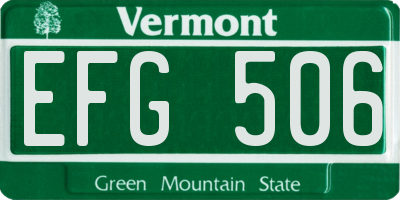 VT license plate EFG506