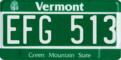 VT license plate EFG513