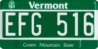 VT license plate EFG516