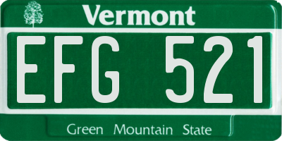 VT license plate EFG521